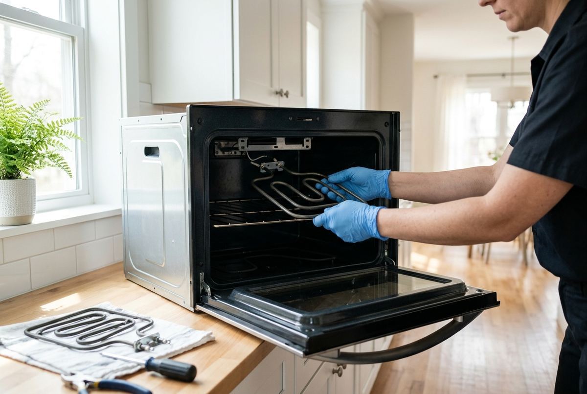 Oven Repair technician at work