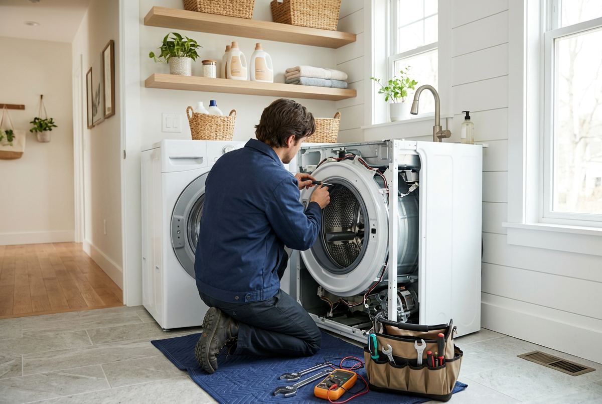 Washer Repair technician at work